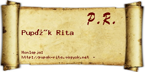Pupák Rita névjegykártya